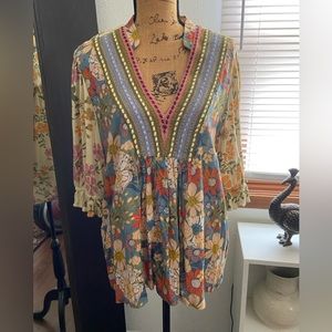 Bl-nk Stephanie Blouse from Anthropologie in Blue Motif.